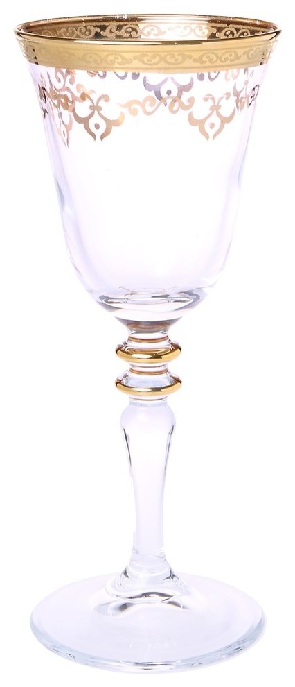 Classic Touch Wine Glasses With Gold Design, Set of 6