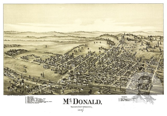 Old Map of McDonald Pennsylvania 1897, Vintage Map Art Print, 18"x24"