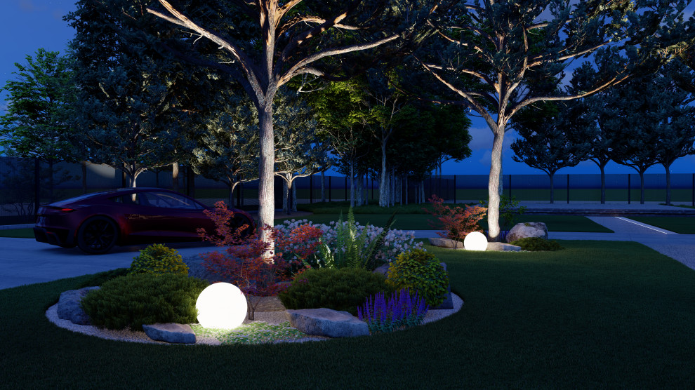 Подсветка композиции у парковки