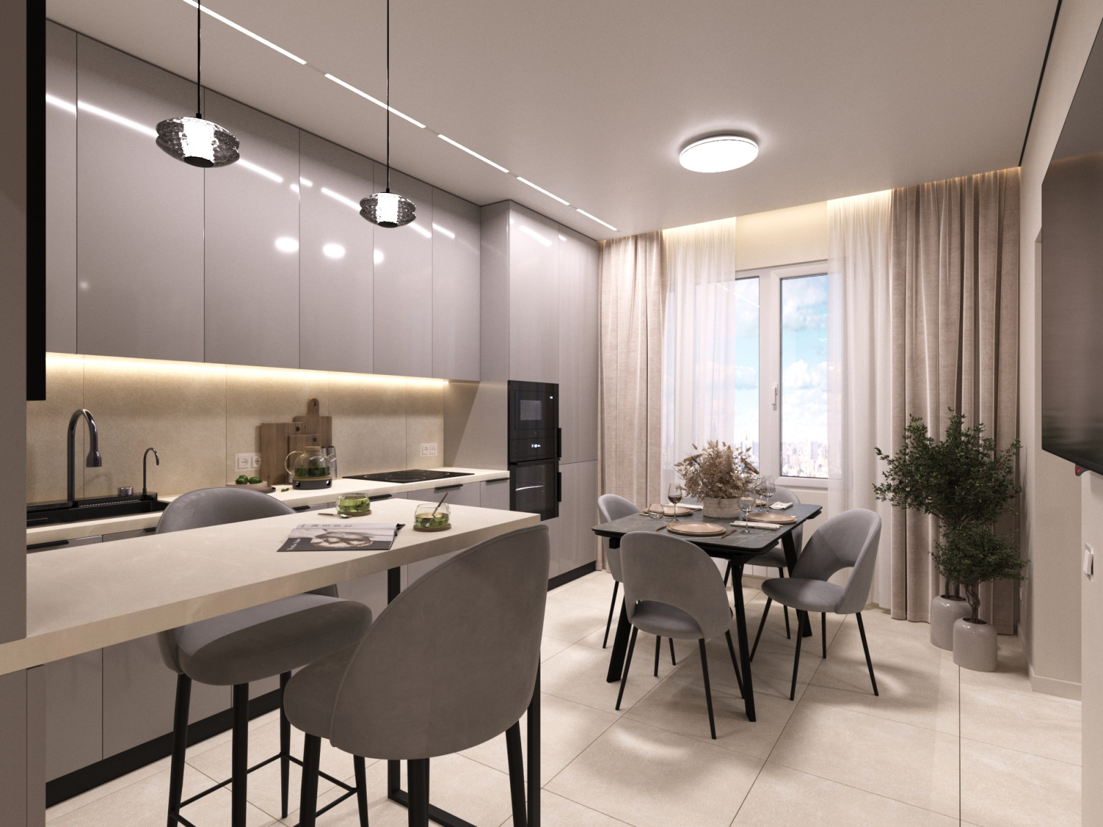 Дизайн проект двухкомнатной квартиры 60 м2