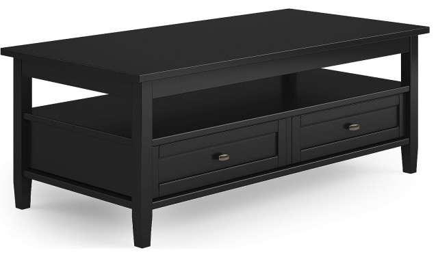 Transitional Coffee Table, Hardwood Frame With Spacious Lower Drawers ...