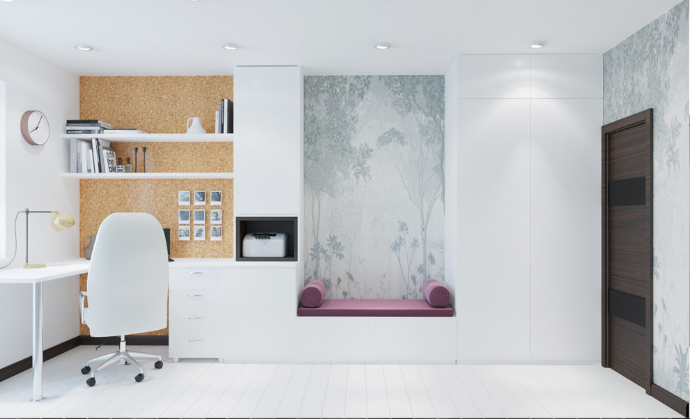 Кабинет-гардеробная "Таинственный лес" 3-хкомнатная квартира для современной дев