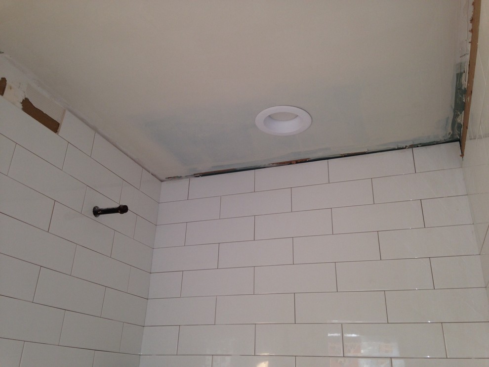Subway tile in shower