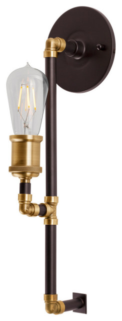 1-Light Wall Sconce, Black and Antique Brass