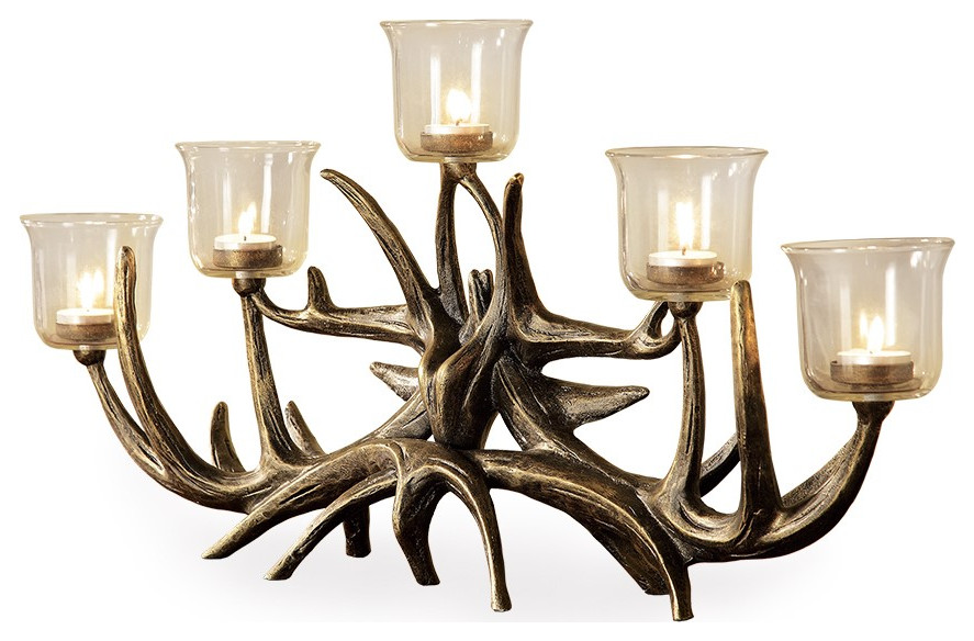 Antler Votive Candelabra Rustic Candleholders by SPI Houzz