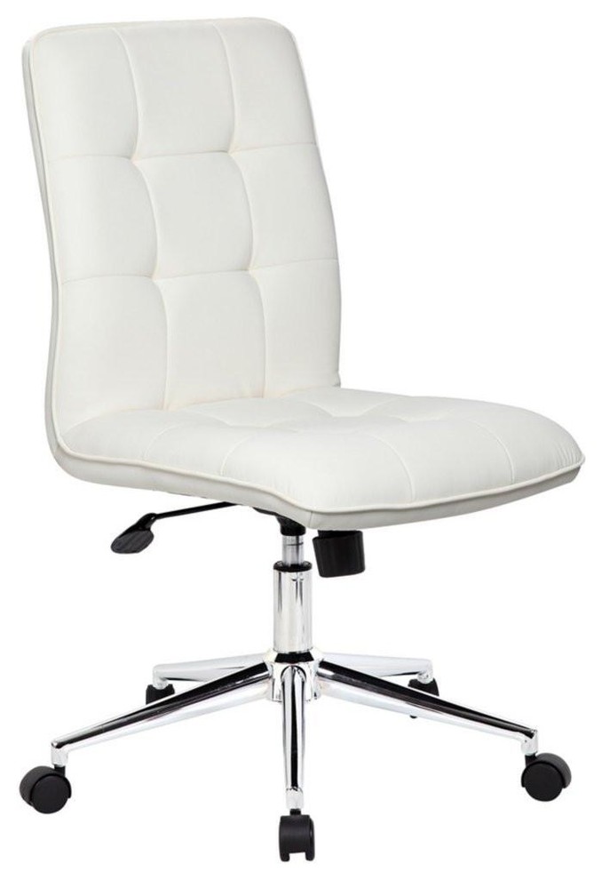 White Armless Chair on Casters from Boss Contemporary Office Chairs