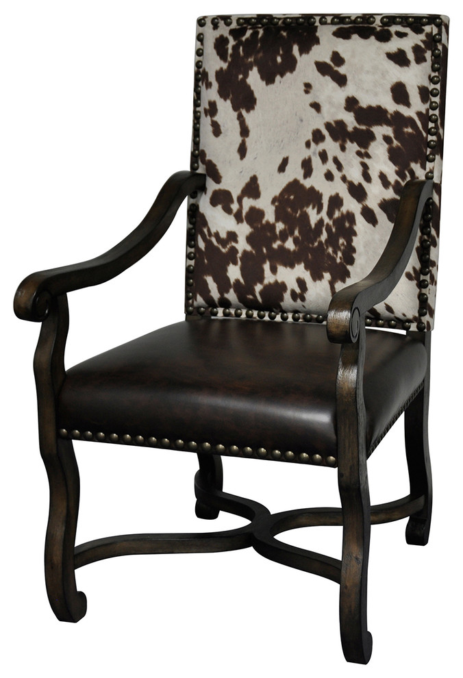 Mesquite Ranch Leather And Faux Cowhide Armchair Traditional