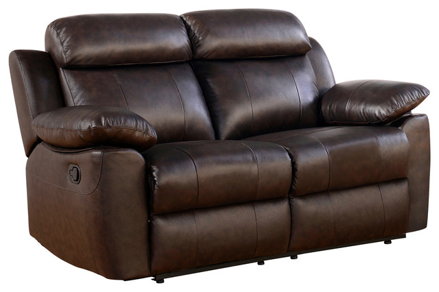 Homesquare Abbyson Living Braylen Top Grain Leather Reclining Loveseat