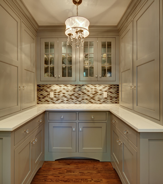 Classic White Kitchen With Light Grey Butler S Pantry