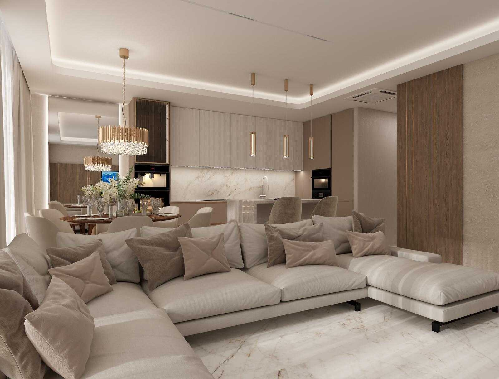 Гостиная и прихожая. Квартира Клубный дом "На Арочной"