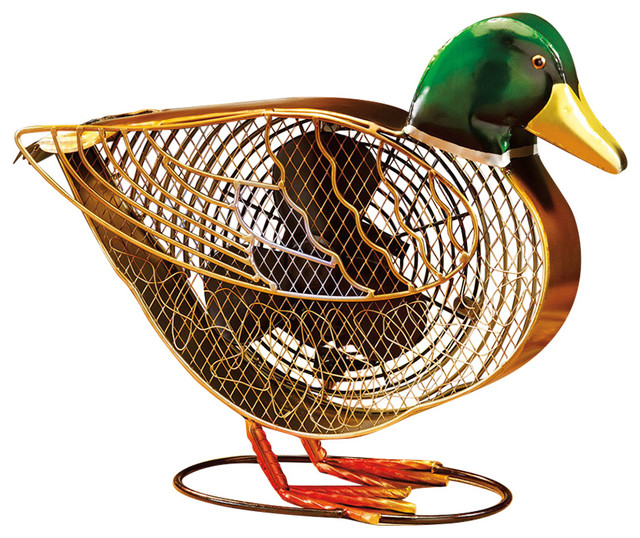 Mottled Brass Duck Figurine Desk Fan Rustic Electric Fans By Mottled Brass Duck Figurine Desk Fan