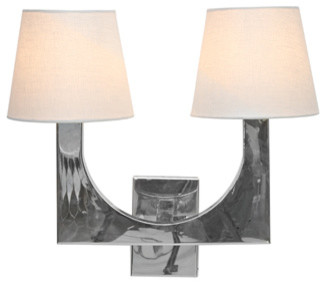 Worlds Away Fritz 2 Arm Wall Sconce, Stainless Steel