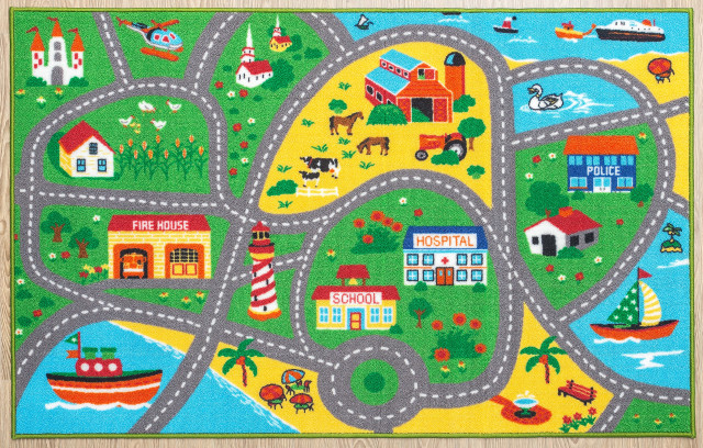City Street Map Children Carpet, City Play Rug
