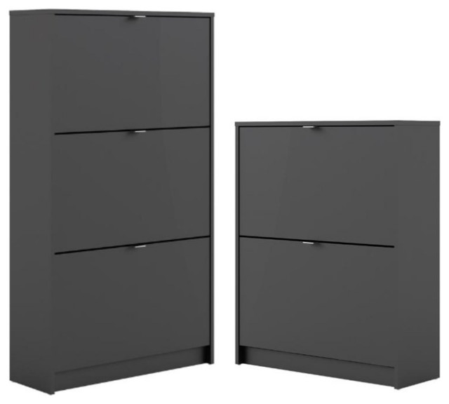 Home Square 2-Piece Set with Shoe Cabinet & 3 Drawer Shoe Cabinet in Black Matte