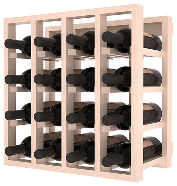 Lattice Stacking Wine Cubicle in Pine with White Wash Stain + Satin Finish