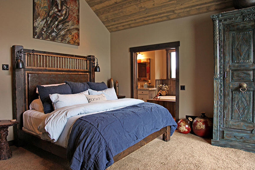 Mountain style master bedroom photo