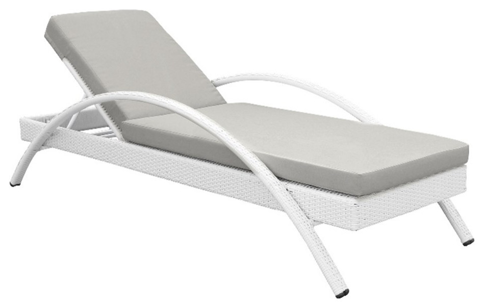 Ally 75 Inch Adjustable Outdoor Chaise Lounger Elongated Arms White