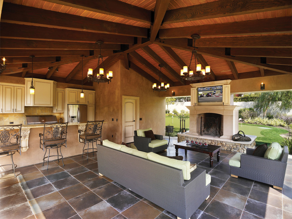 Photo of a mediterranean patio in Los Angeles with a gazebo/cabana.