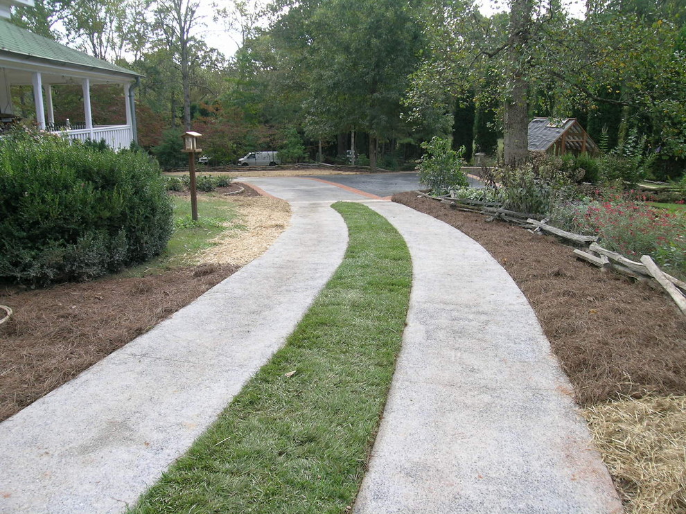 Exposed Aggregate Driveway with grass strip - Traditional - Landscape ...