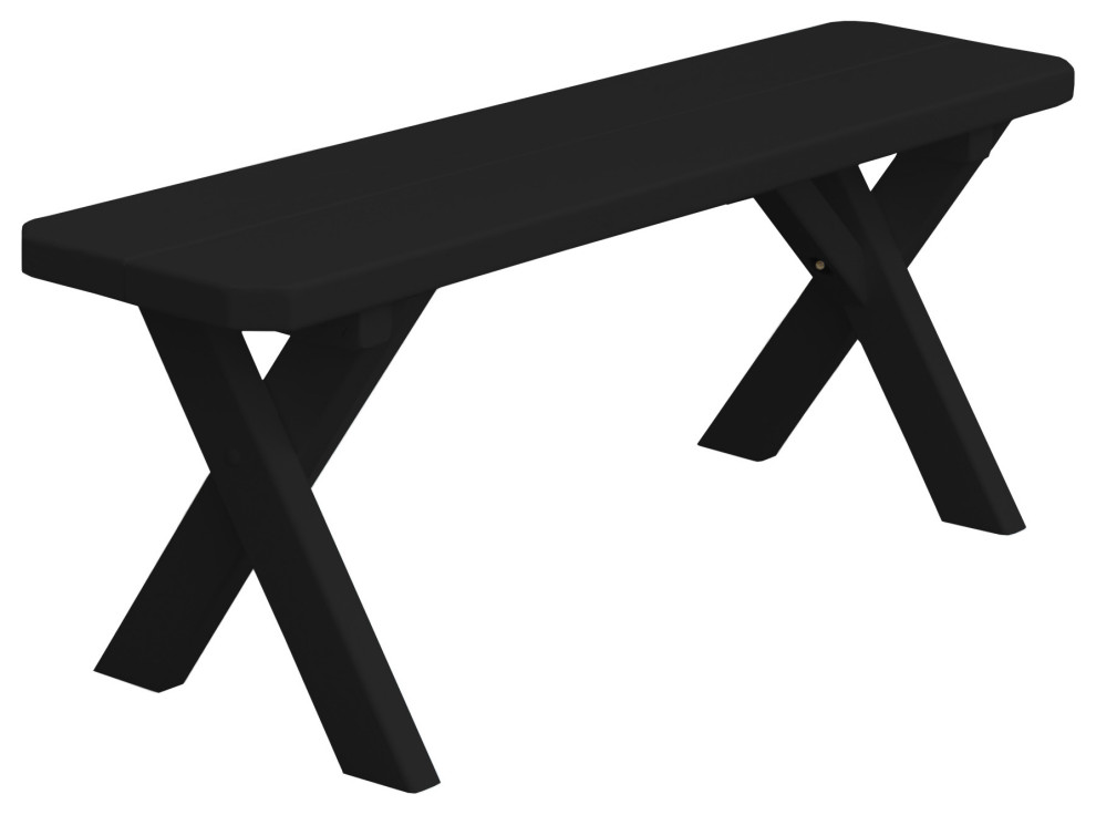 Pine CrossLeg Bench, 4 Foot Transitional Outdoor Benches by