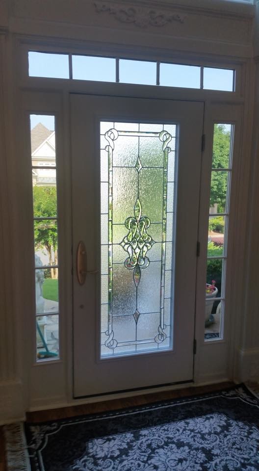 Front door - large transitional front door idea in Atlanta with a black front door