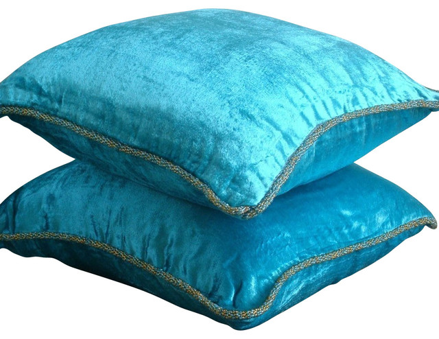 solid color blue velvet 14x14 decorative pillow covers turquoise shimmer contemporary - Turquoise Decorative Pillows solid color blue velvet 14x14 decorative pillow covers turquoise shimmer contemporary - Turquoise Decorative Pillows