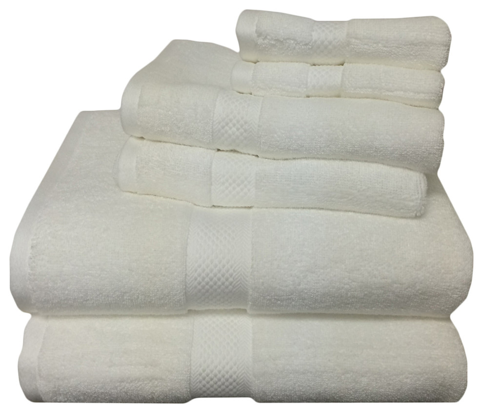 6PC Super Soft Rayon Bamboo Cotton Towel Set Contemporary Bath