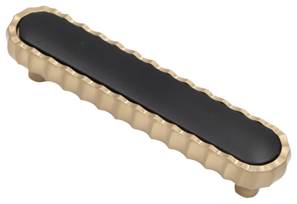Metal Meld Fluted Pull, Satin Brass With Matte Black Inlay