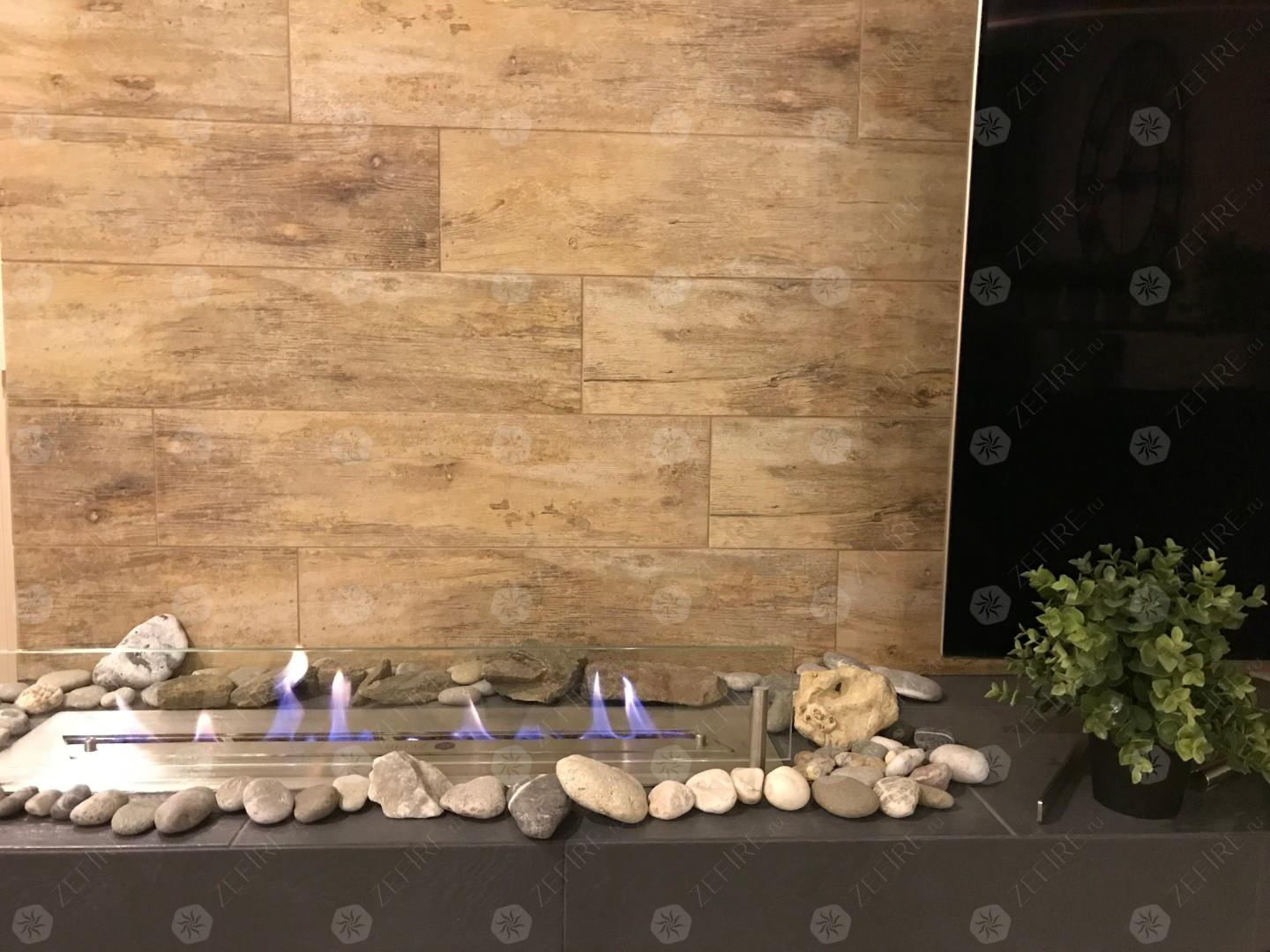 Биокамин для ТВ-зоны в экостиле