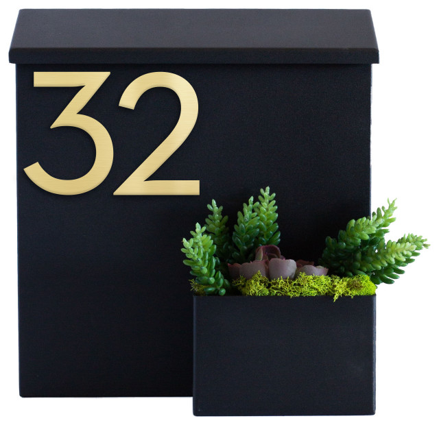 Greetings Wall Mounted Mailbox w/ House Numbers Contemporary