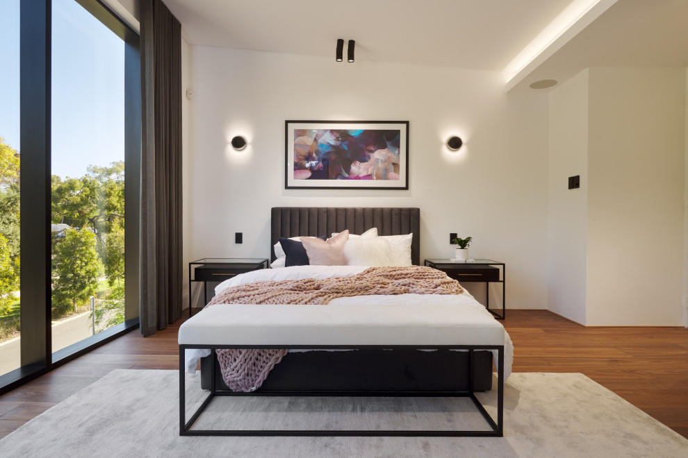 Design ideas for a modern bedroom in Perth.