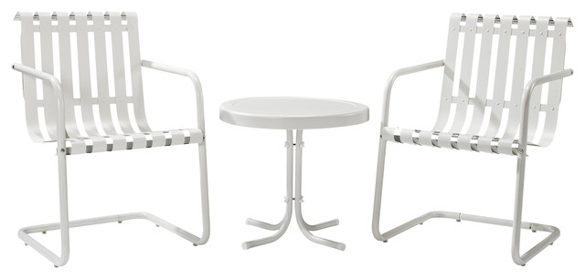 Gracie 3-Piece Metal Outdoor Conversation Seating Set, Alabaster White