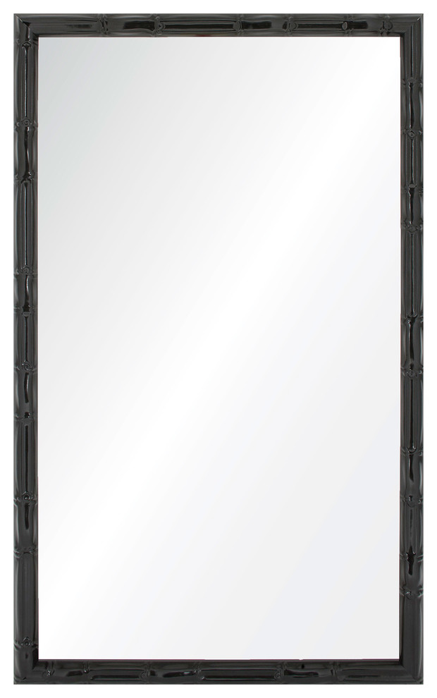 Sassy Modern Black Bamboo Frame Rectangle Wall Mirror