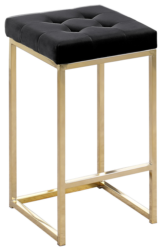 Juliette Contemporary 27" Velvet Counter Stool With Gold Legs, Set of 2