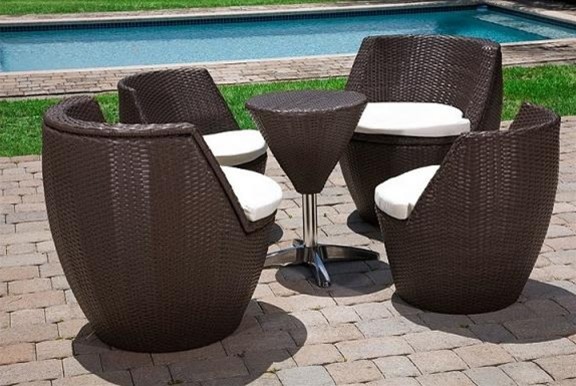 Wicker Tibet Chat Set (Table, 4 chairs)