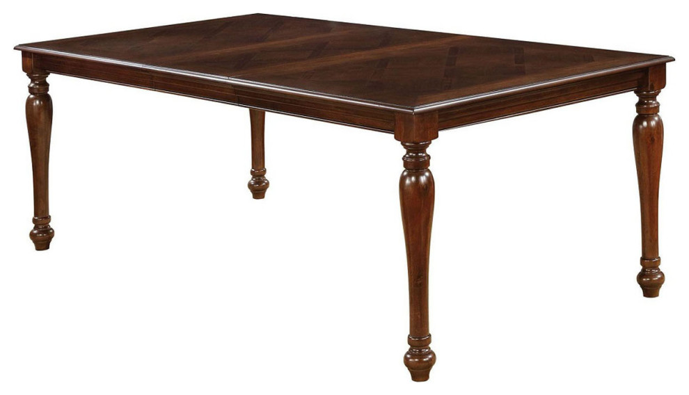 Wooden Dining Table, Brown Finish Traditional Dining Tables by