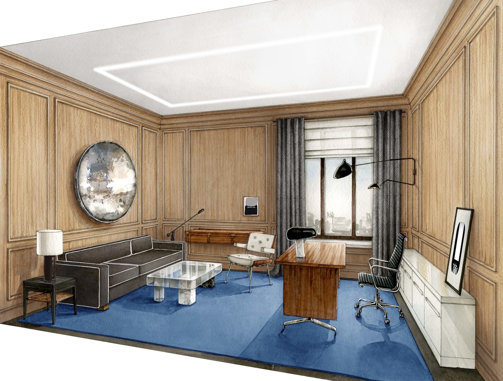 Эскизы интерьера для проекта дизайнера Анастасии Трубкиной