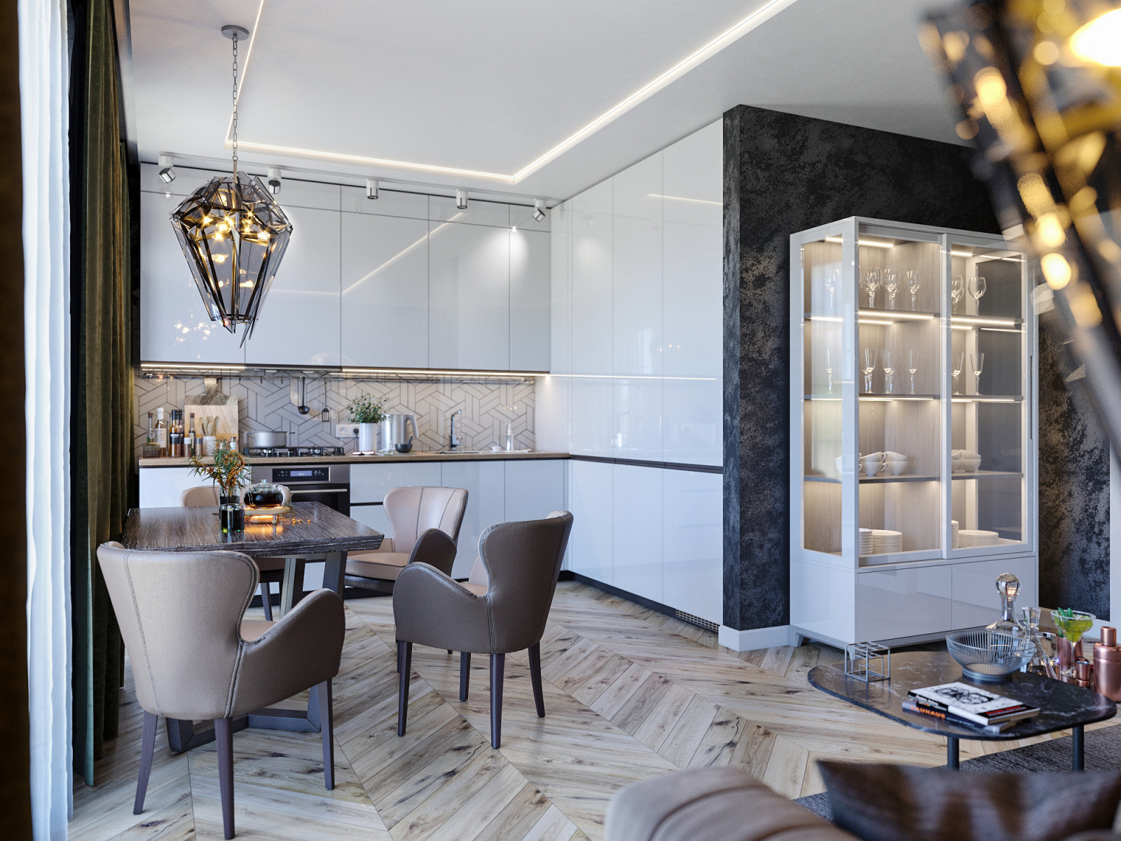 Дизайн интерьера однокомнатной квартиры с кухней-гостиной (ул.Р.Зорге)