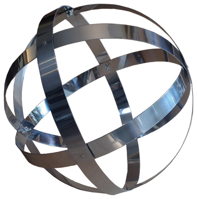 Stainless Steel Banded Sphere 18 Contemporary Garden Statues Stainless Steel Banded Sphere 18