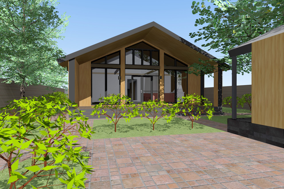 Проект одноэтажного дома с панорамным остеклением