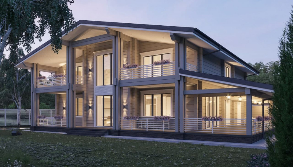 Частный жилой дом из клееного бруса в КП «Ново-луговая»