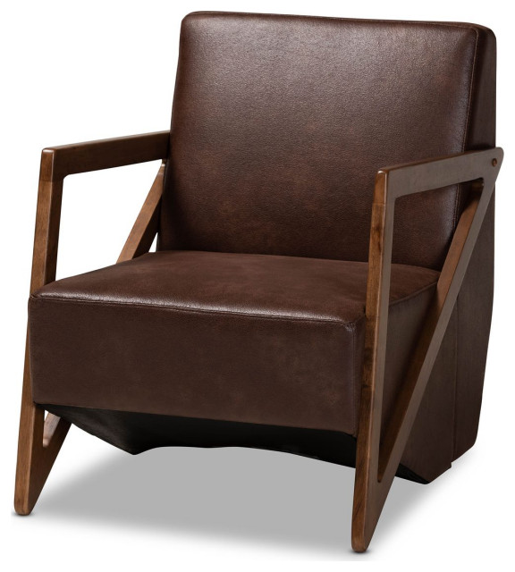 Baxton Studio Christa Accent Chair, Dark Brown, Walnut Brown