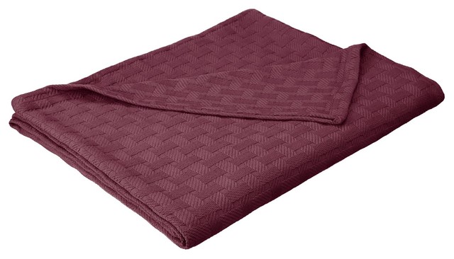 All-Season 100% Cotton Metro Blanket - Full/Queen - Plum