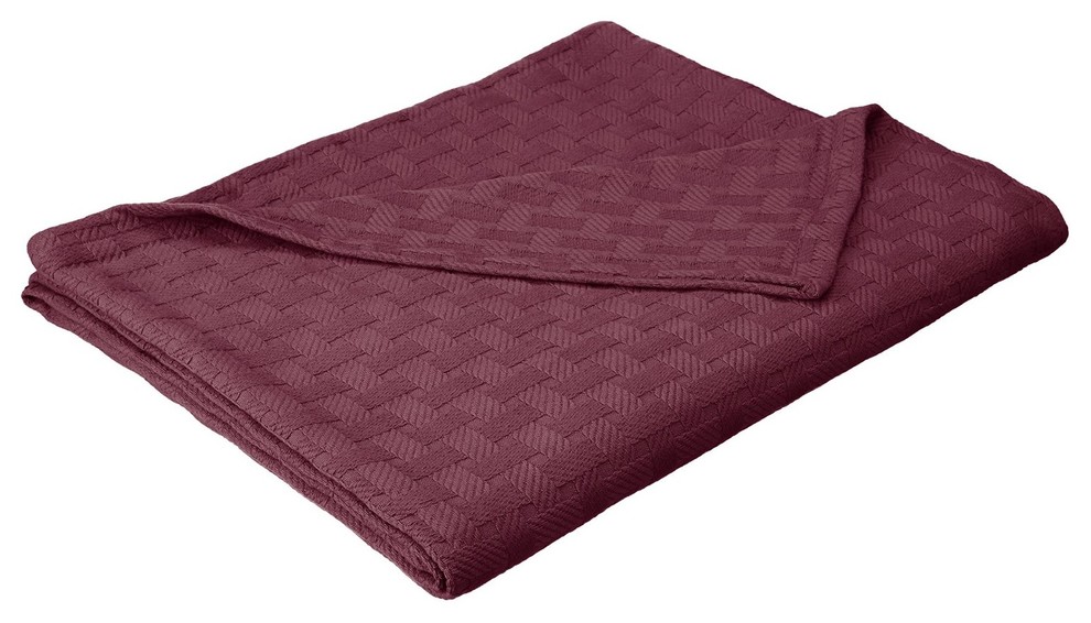 All-Season 100% Cotton Metro Blanket - Full/Queen - Plum