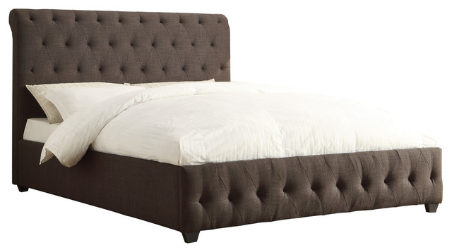 Carlow Upholstery Bed, Dark Gray Linen, Full