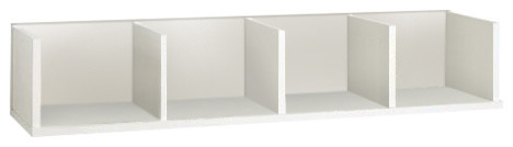 Contemporary Shelf, MDF With Wall Mounted Sistem and 4 Open Compartments, White