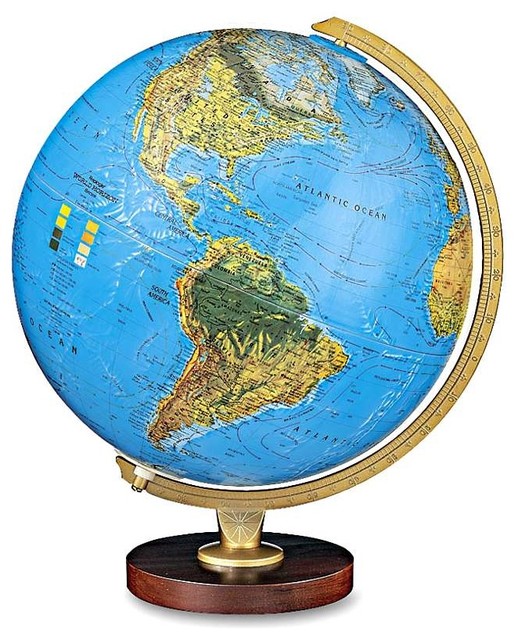 Livingston, 12" Blue Illuminated Desk Globe Traditional World