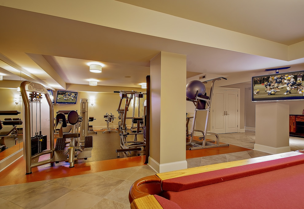 Contemporary home gym in DC Metro.