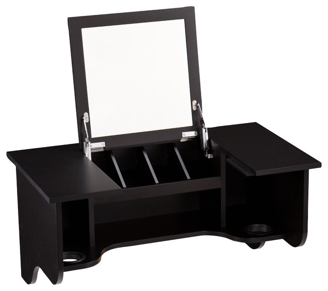 Upton Home Black Wall Mount Ledge with Vanity Mirror