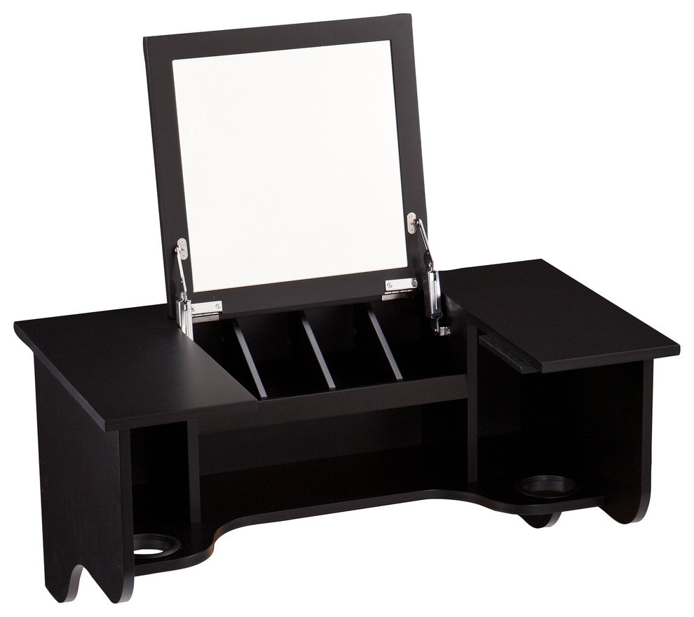 Upton Home Black Wall Mount Ledge with Vanity Mirror